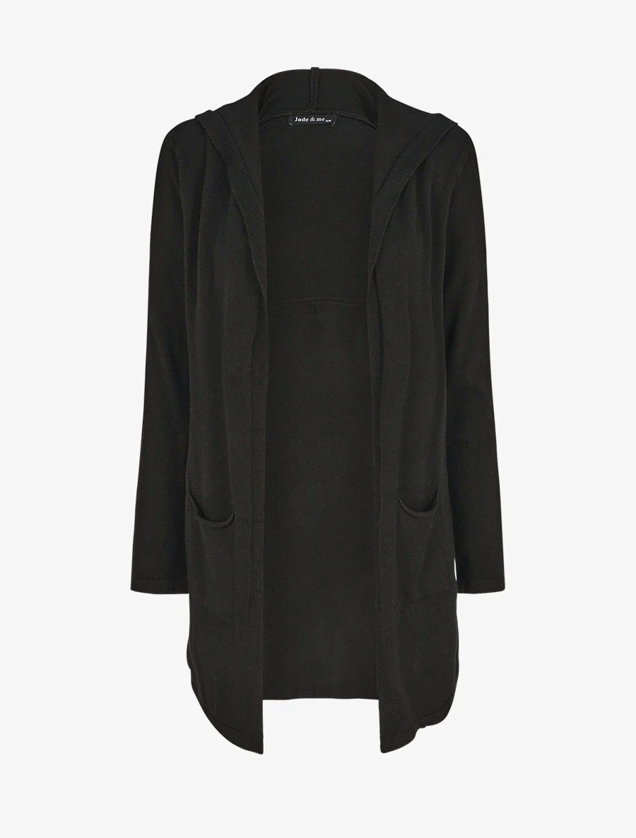 Gilet mi-long à capuche - Noir