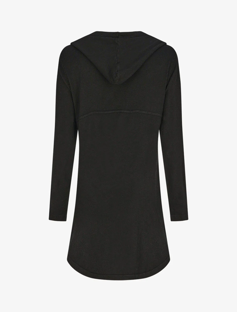 Gilet mi-long à capuche - Noir - Image 2