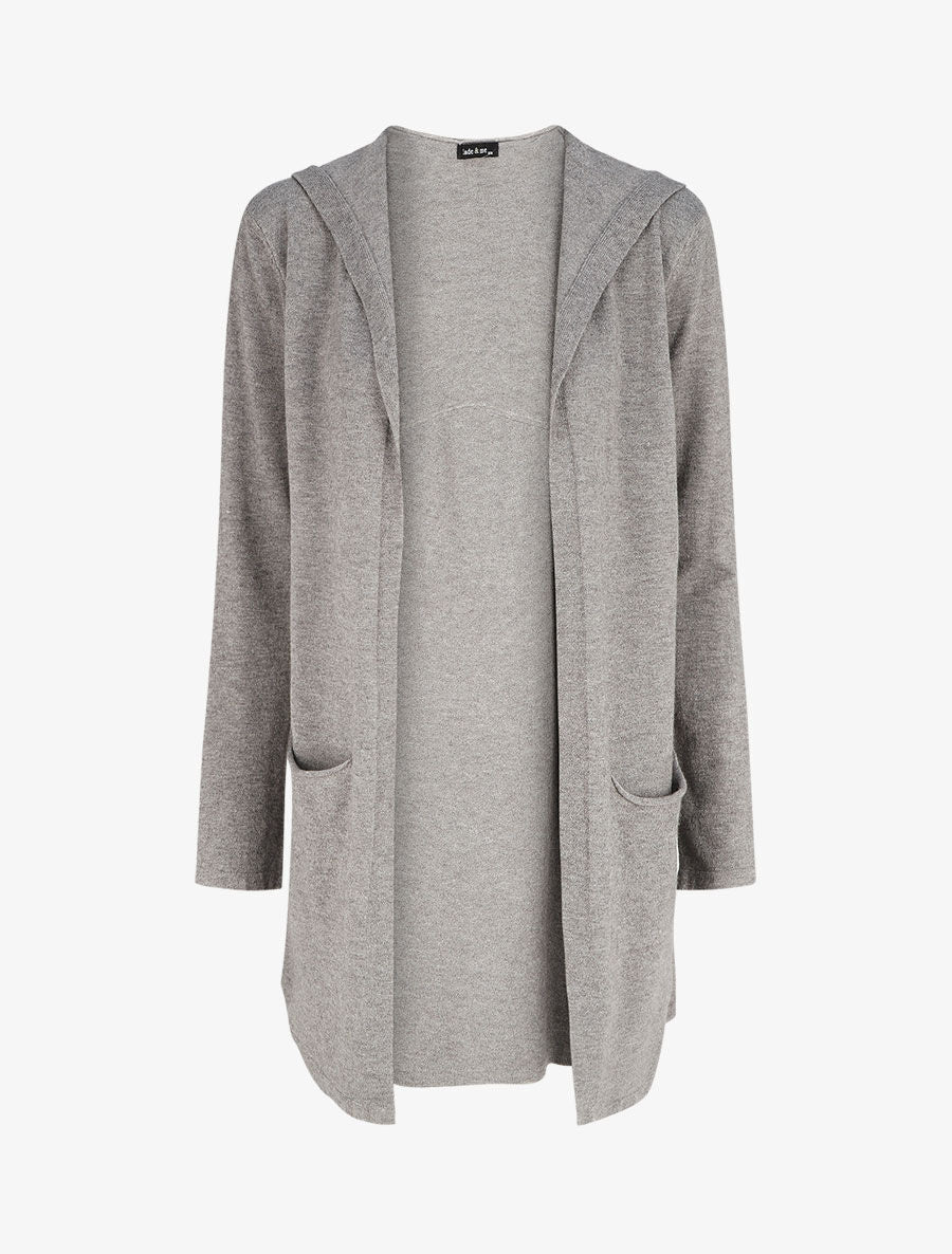 Gilet mi-long à capuche - Gris