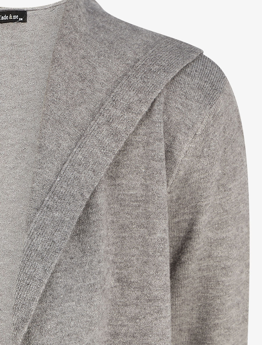 Gilet mi-long à capuche - Gris - Image 3