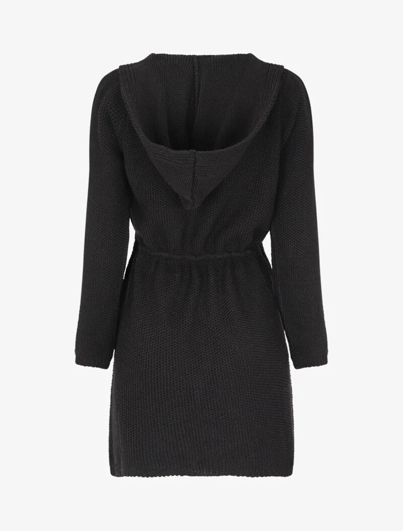 Gilet mi-long à capuche - Noir - Image 2