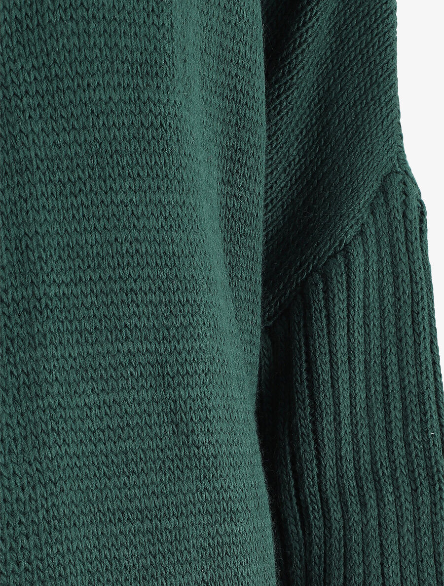Gilet mi-long à capuche - Vert sapin - Image 3