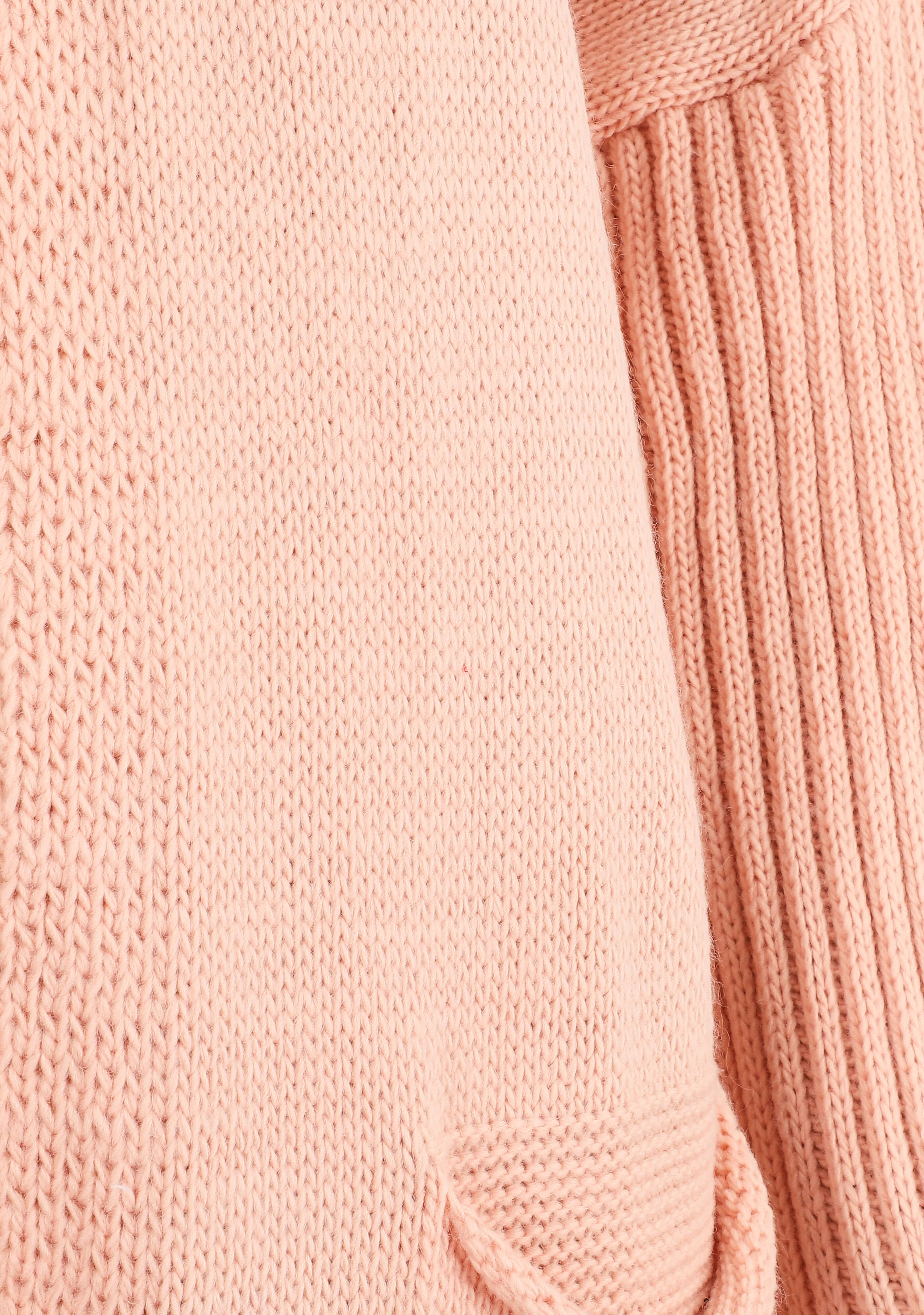 Gilet mi-long à capuche - Rose - Image 3