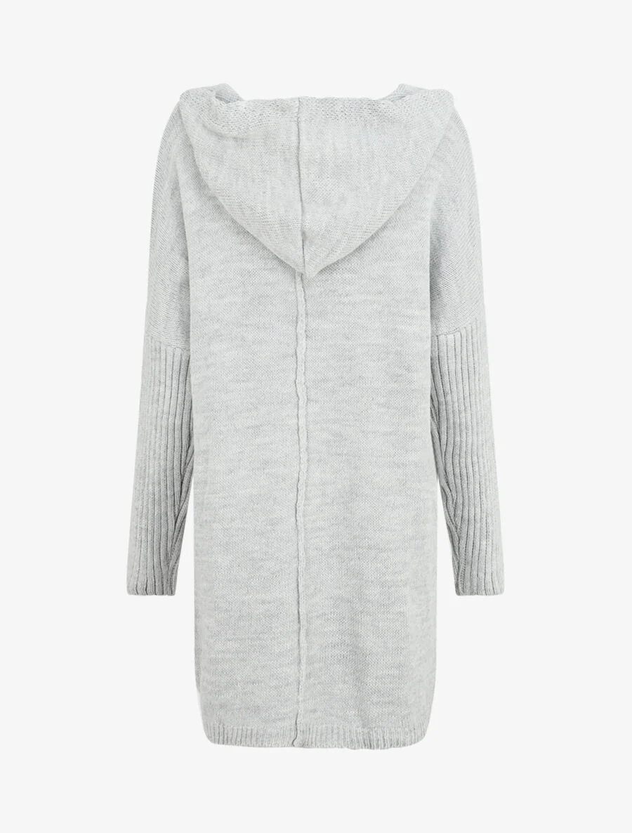 Gilet mi-long à capuche - Gris - Image 2