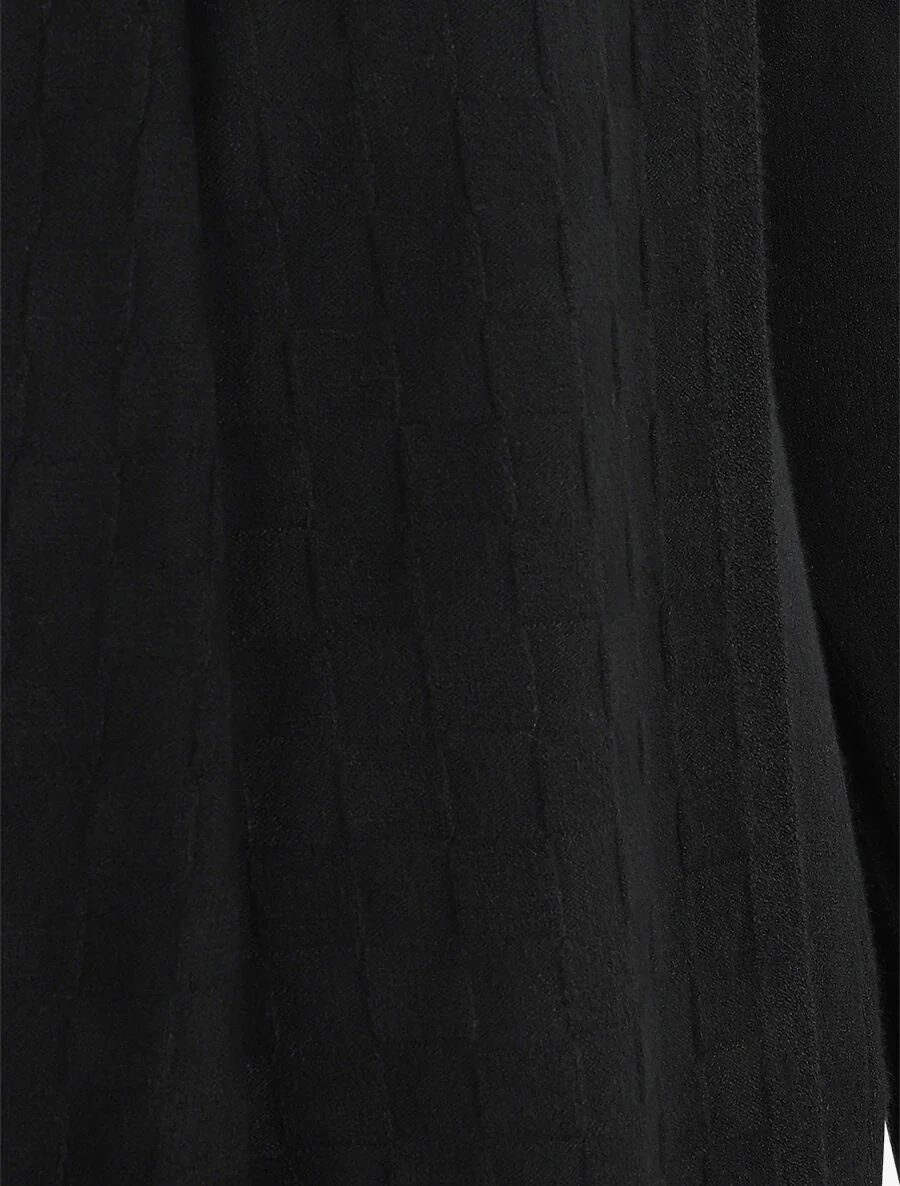 Gilet mi-long à col châle damier - Noir - Image 3