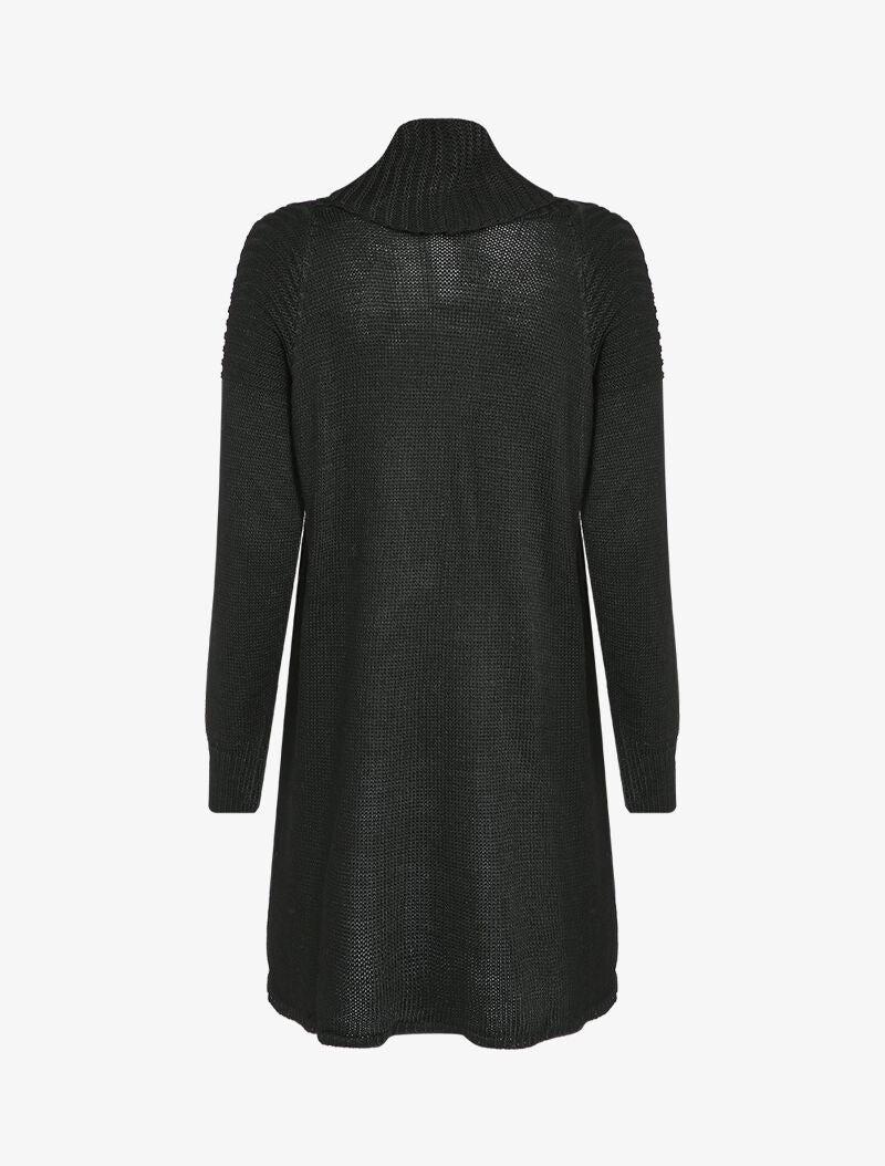 Gilet mi-long à col châle - Noir - Image 2