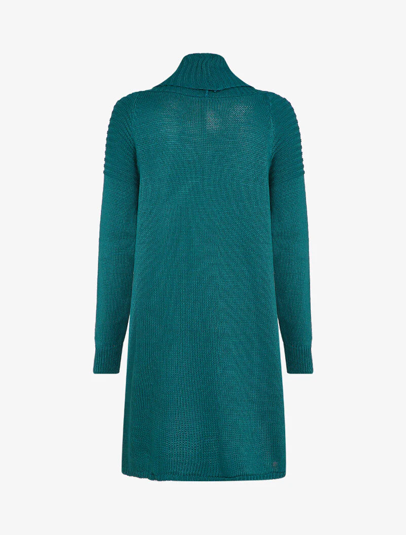 Gilet mi-long à col châle - Bleu canard - Image 2