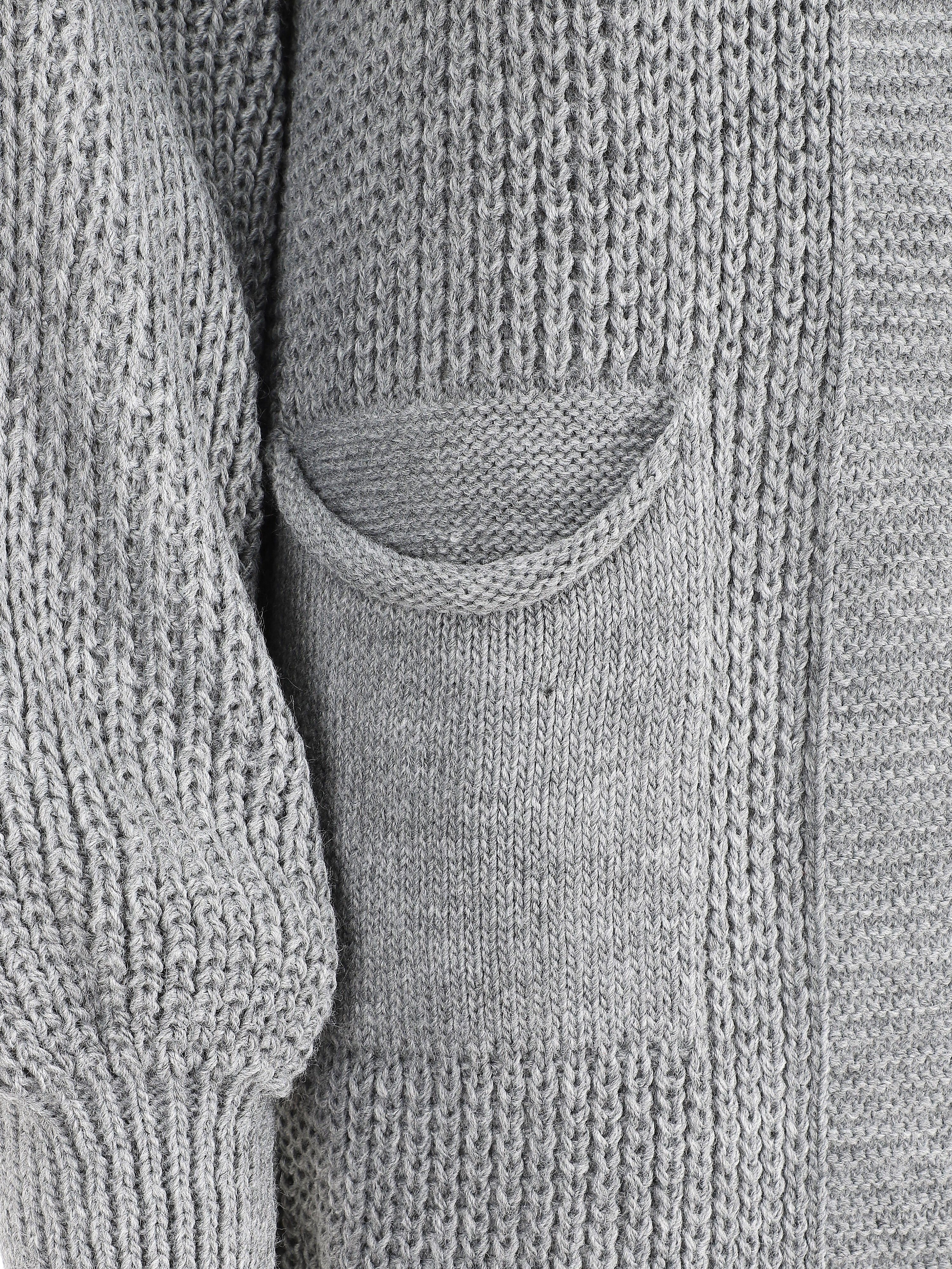 Gilet mi-long à manches ballon - Gris - Image 3