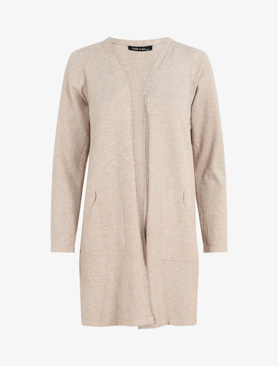 Gilet mi-long à manches longues - Beige