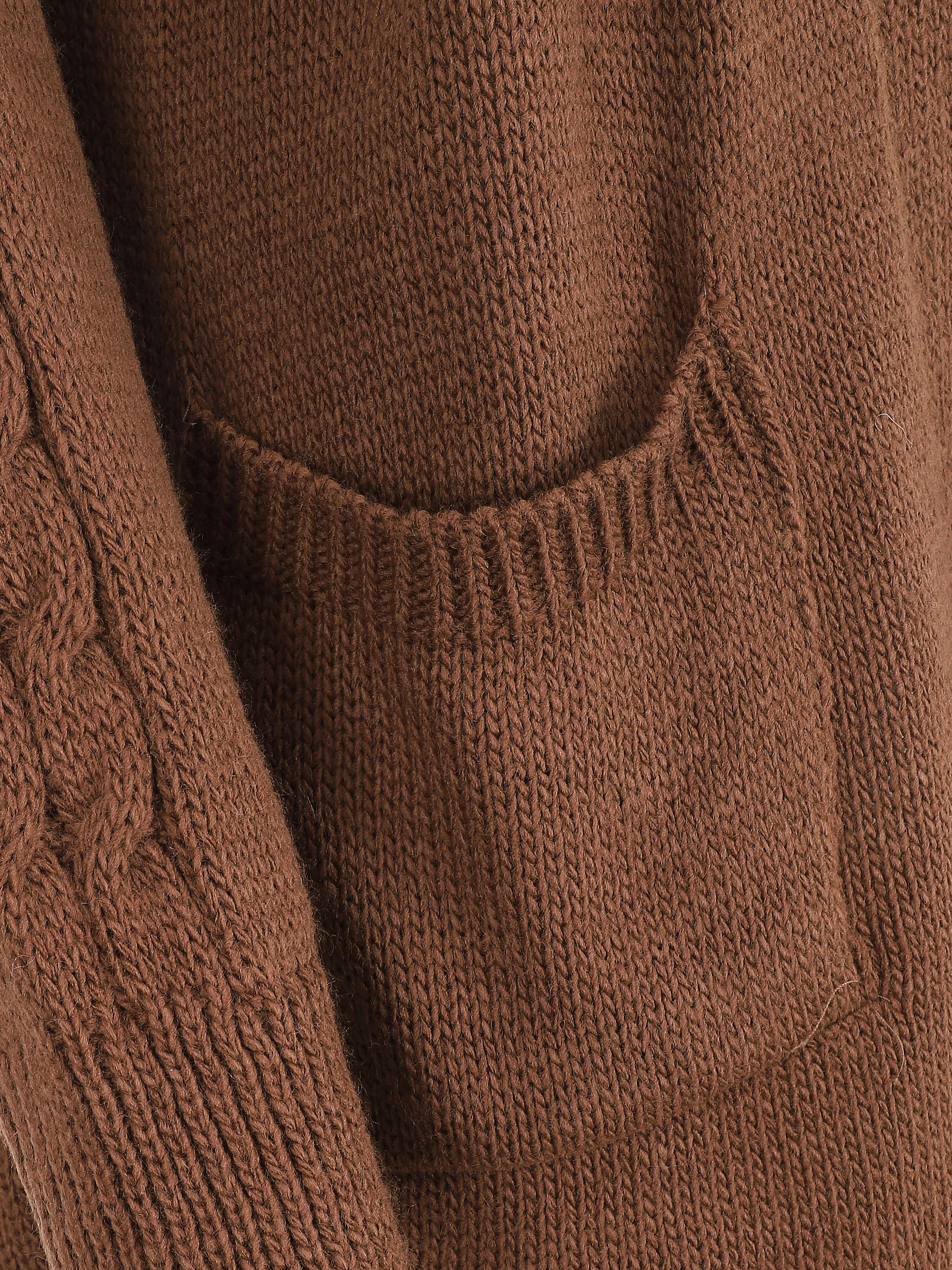 Gilet mi-long à poches plaquées - Marron - Image 3