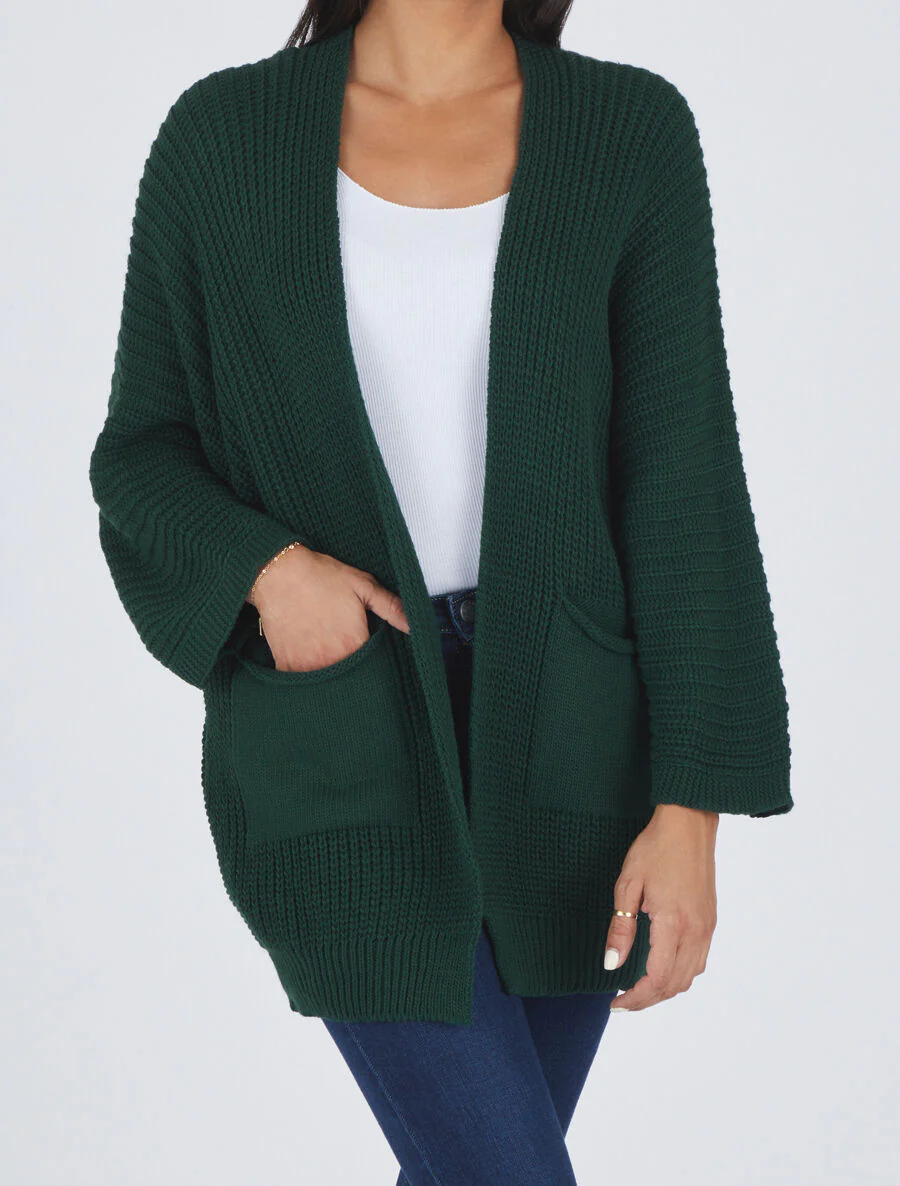 Gilet mi-long ample - Vert sapin - Image 4