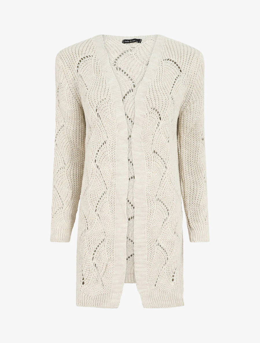 Gilet mi-long classique à bord côtelés - Beige