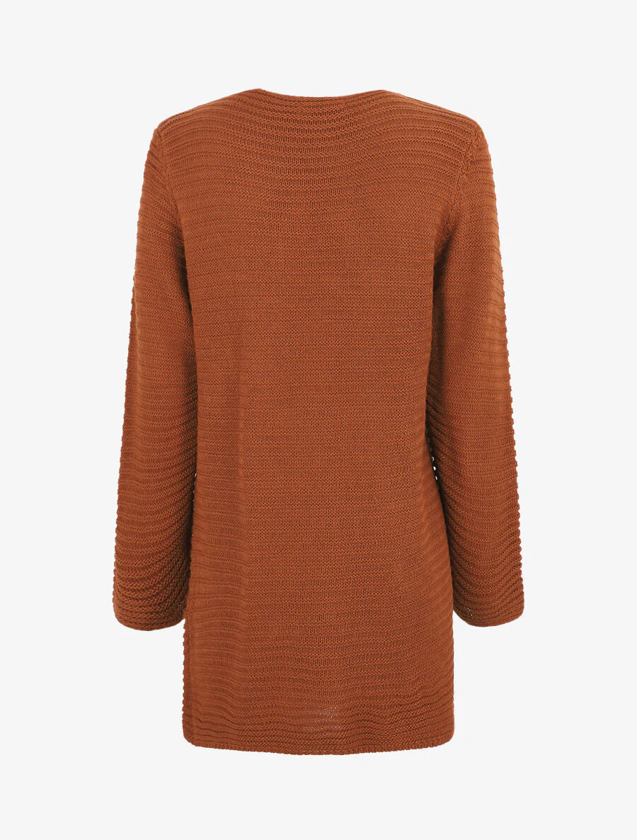 Gilet mi-long côtelé - Rouille - Image 2