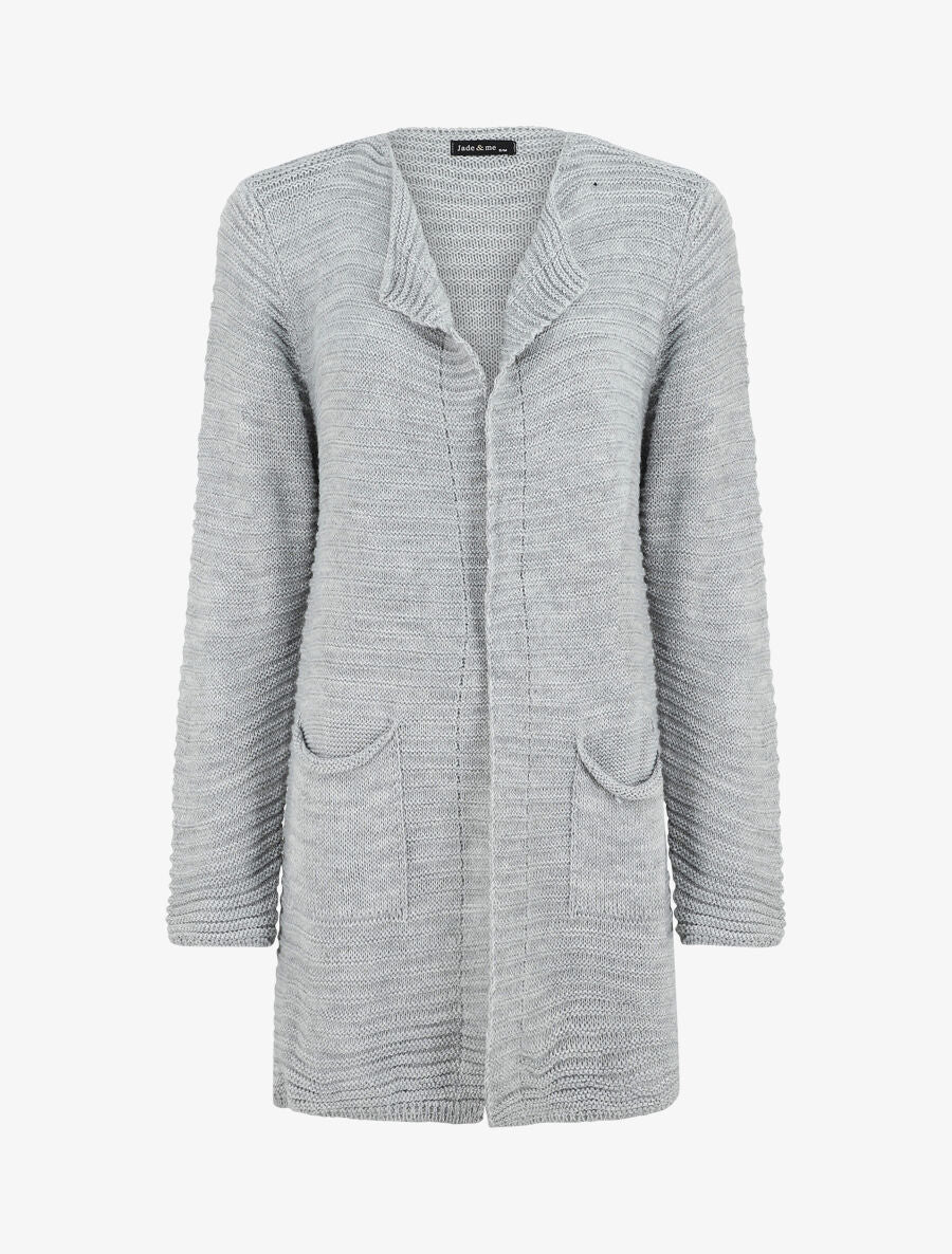 Gilet mi-long côtelé - Gris