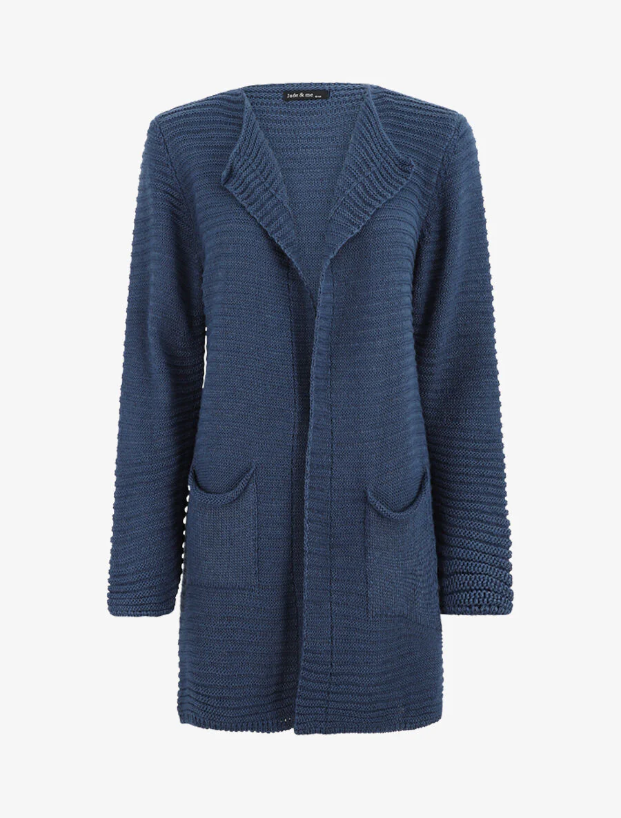 Gilet mi-long côtelé - Bleu foncé
