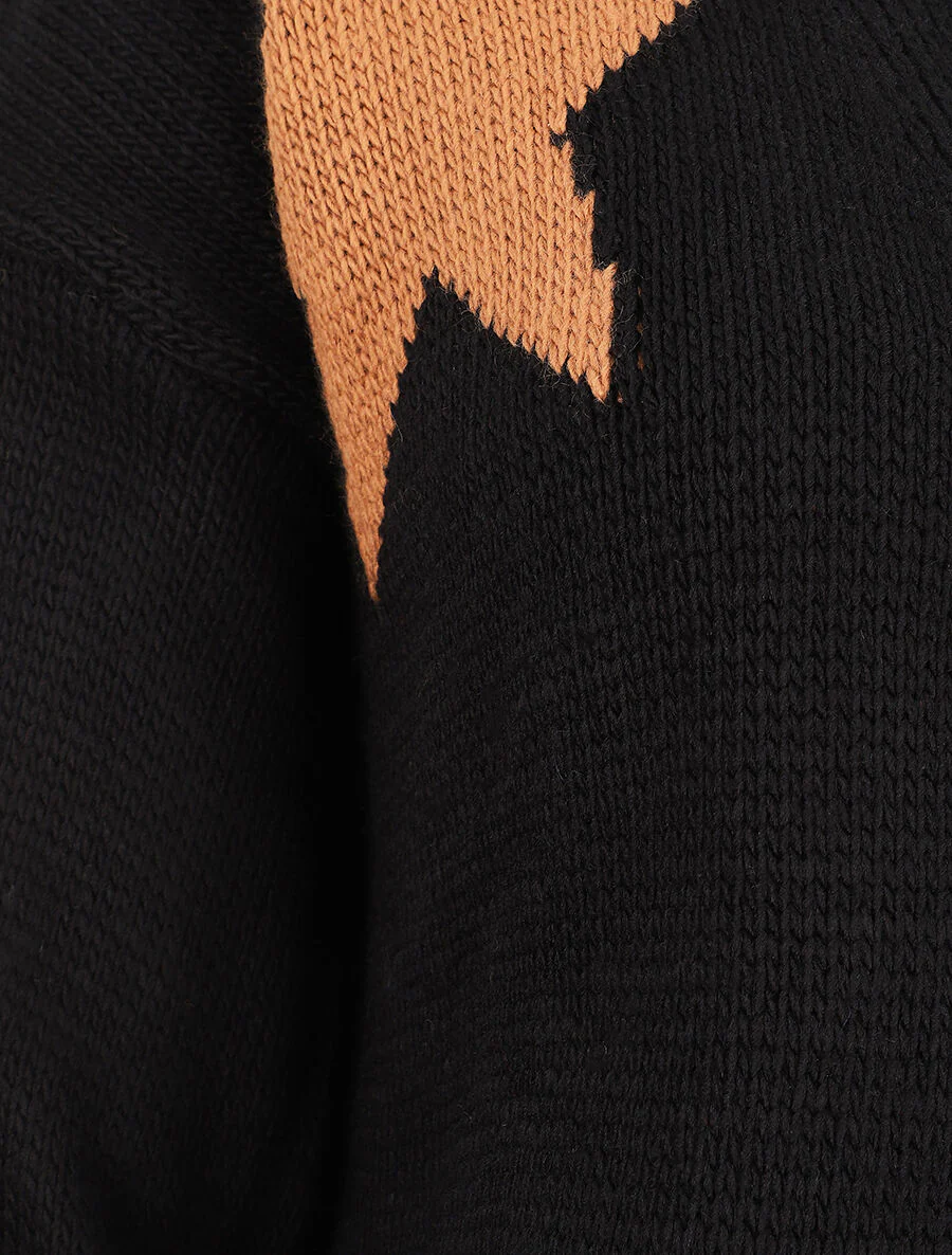 Gilet mi-long ouvert à imprimé étoiles - Noir - Image 3
