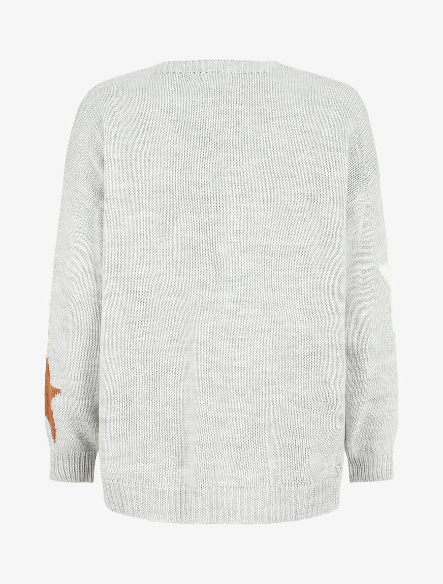 Gilet mi-long ouvert à imprimé étoiles - Gris - Image 2