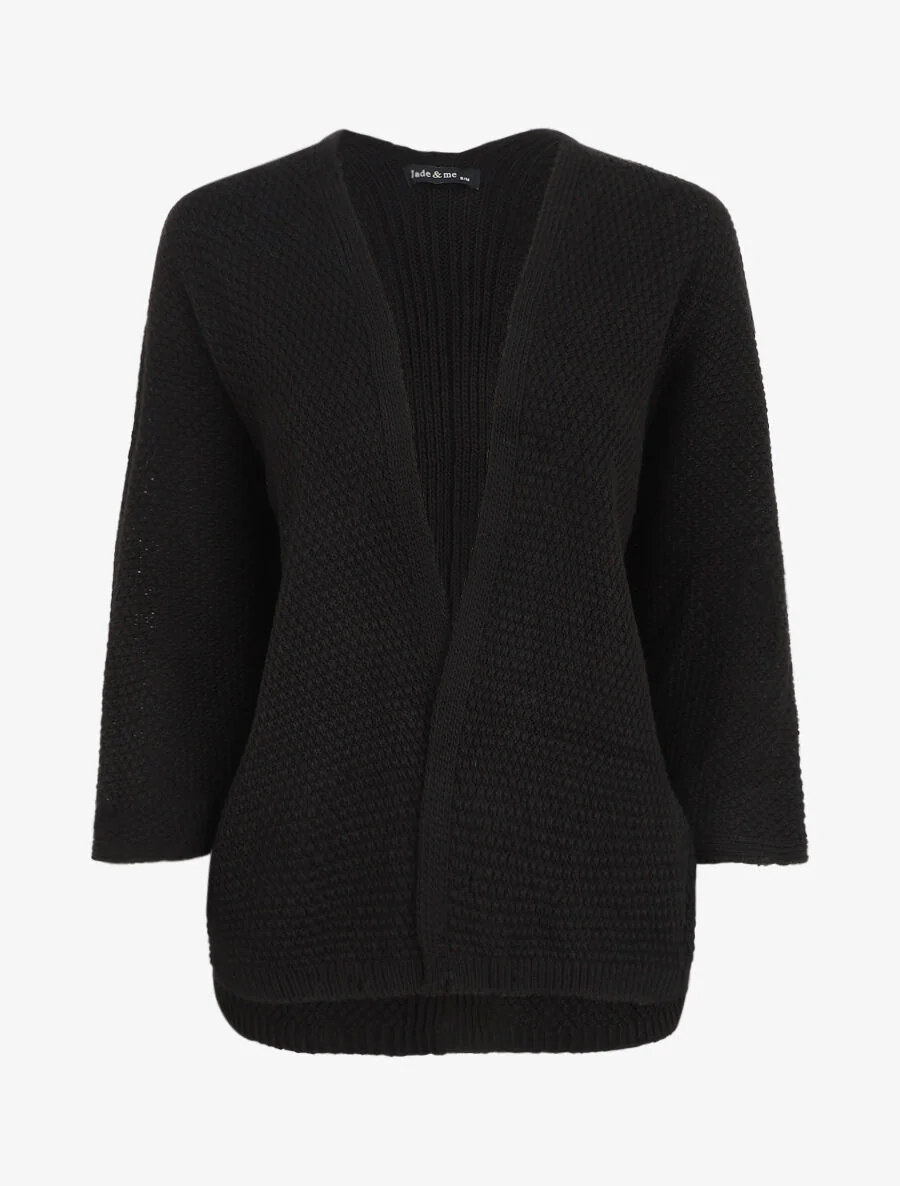 Gilet mi-long ouvert uni - Noir