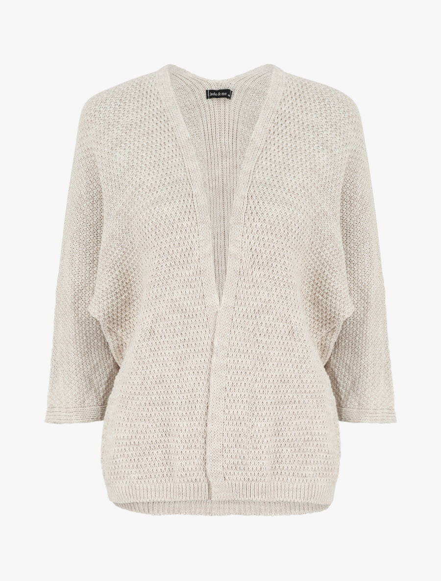 Gilet mi-long ouvert uni - Beige
