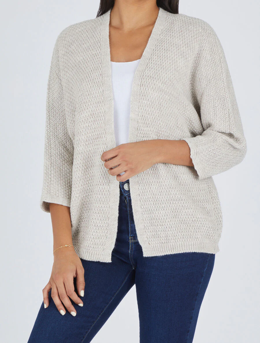 Gilet mi-long ouvert uni - Beige - Image 4