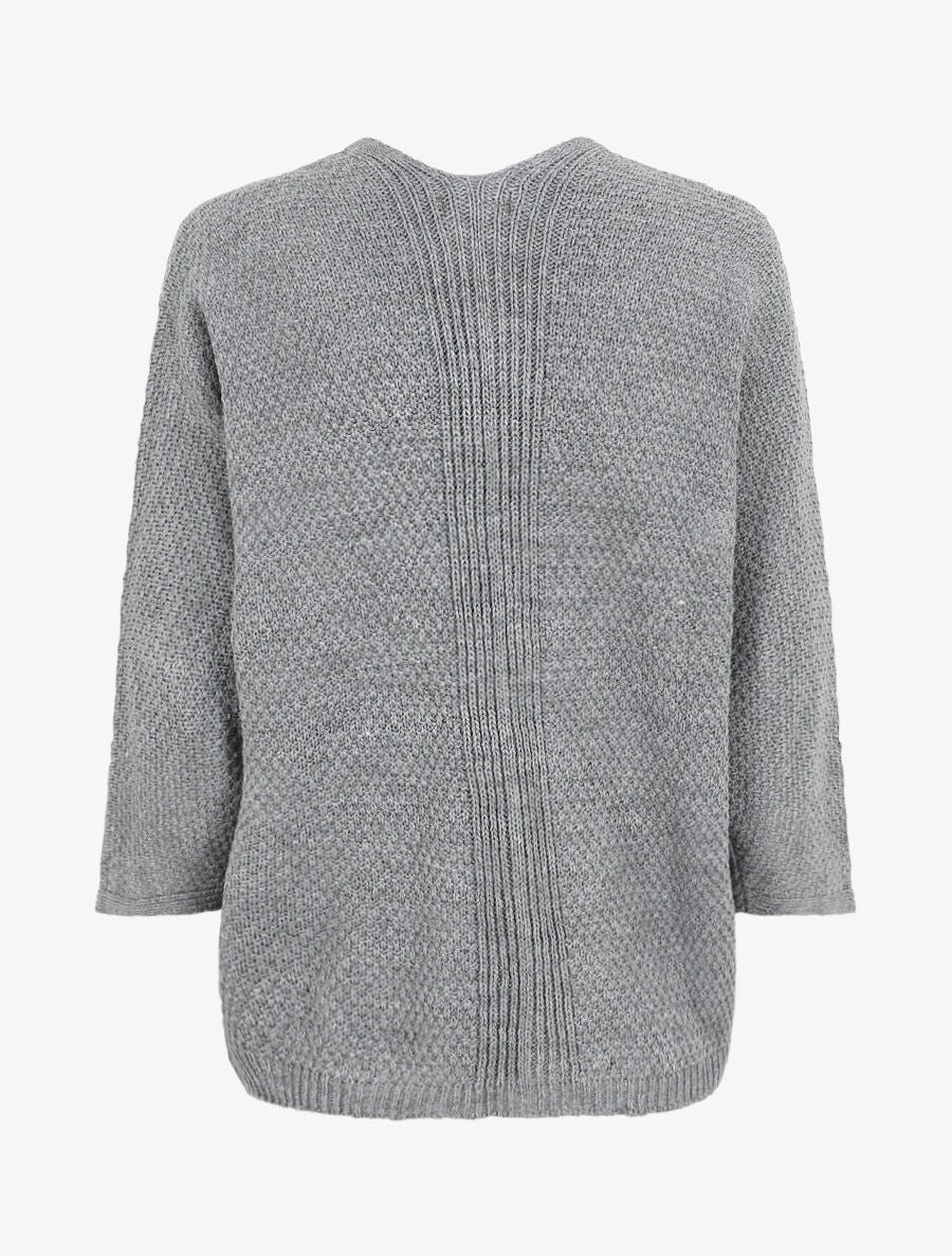 Gilet mi-long ouvert uni - Gris - Image 2
