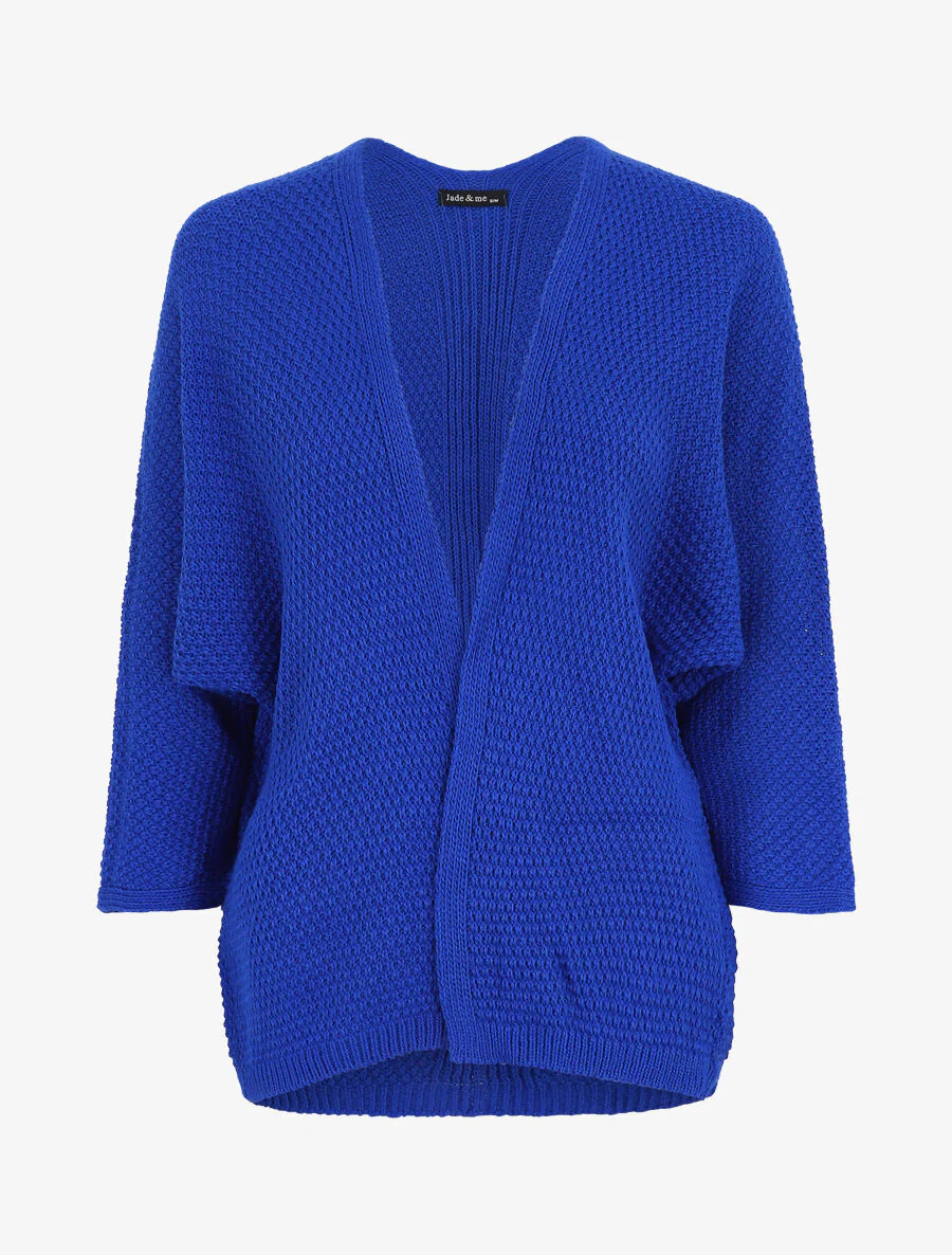 Gilet mi-long ouvert uni - Bleu roi