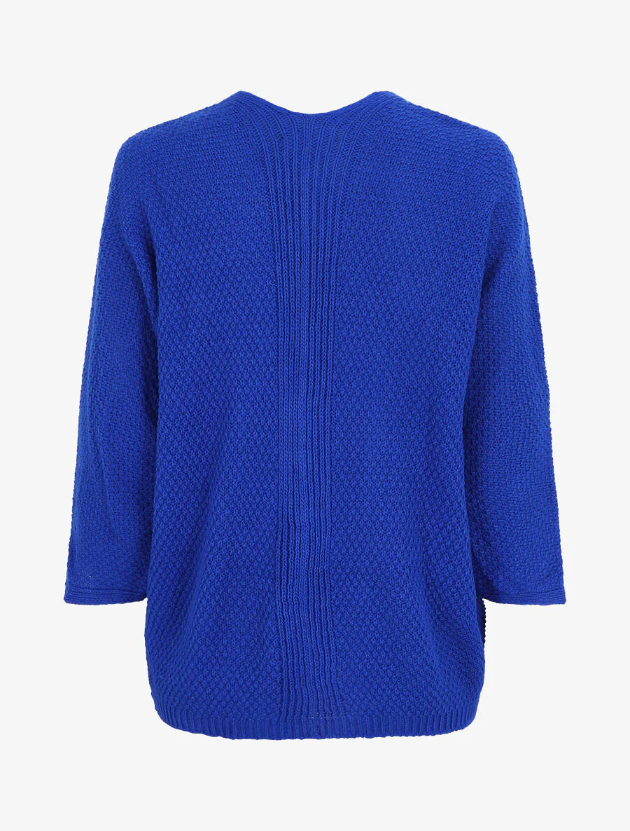 Gilet mi-long ouvert uni - Bleu roi - Image 2