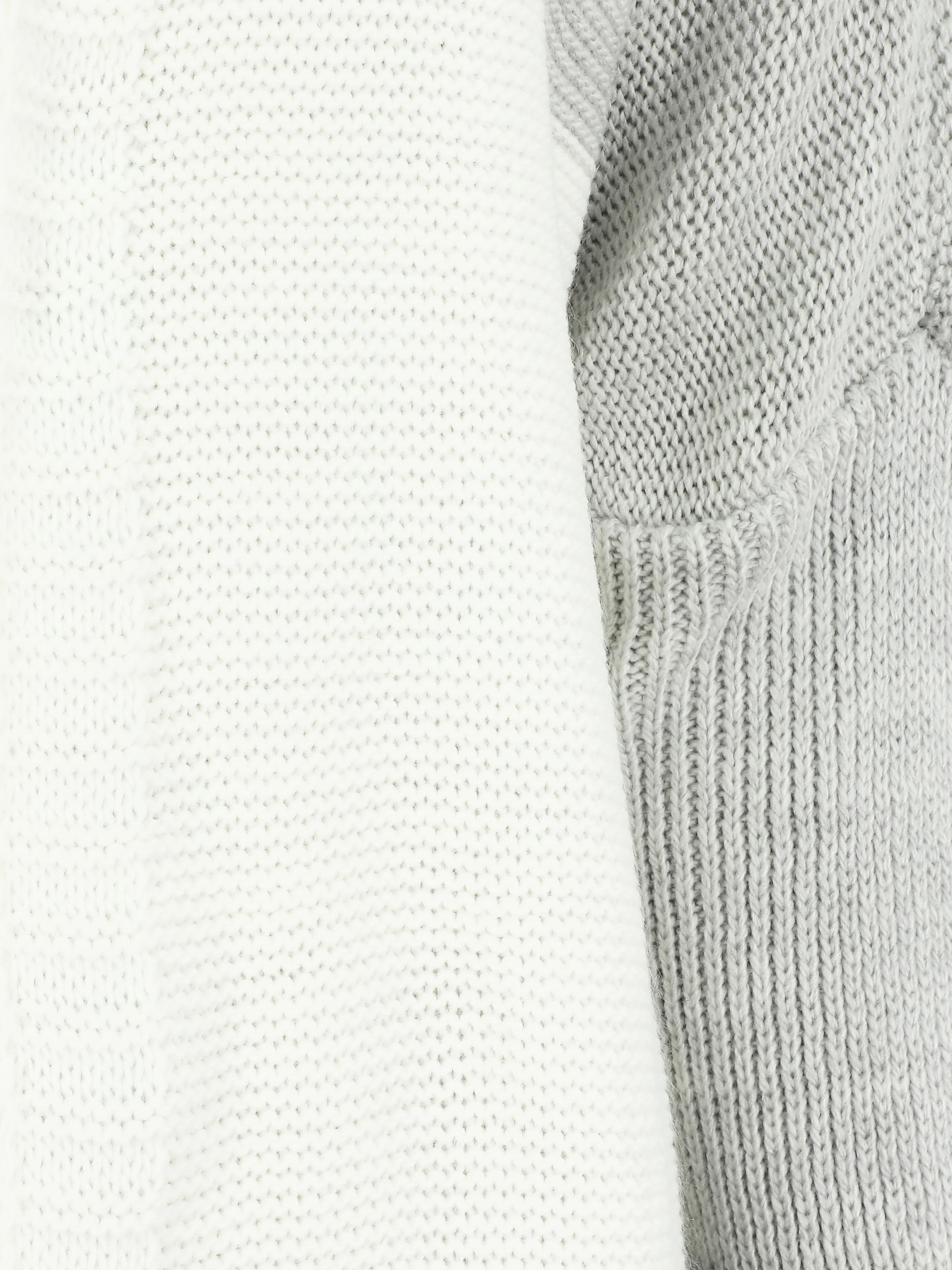 Gilet mi-long rayé à capuche - Blanc/gris - Image 3