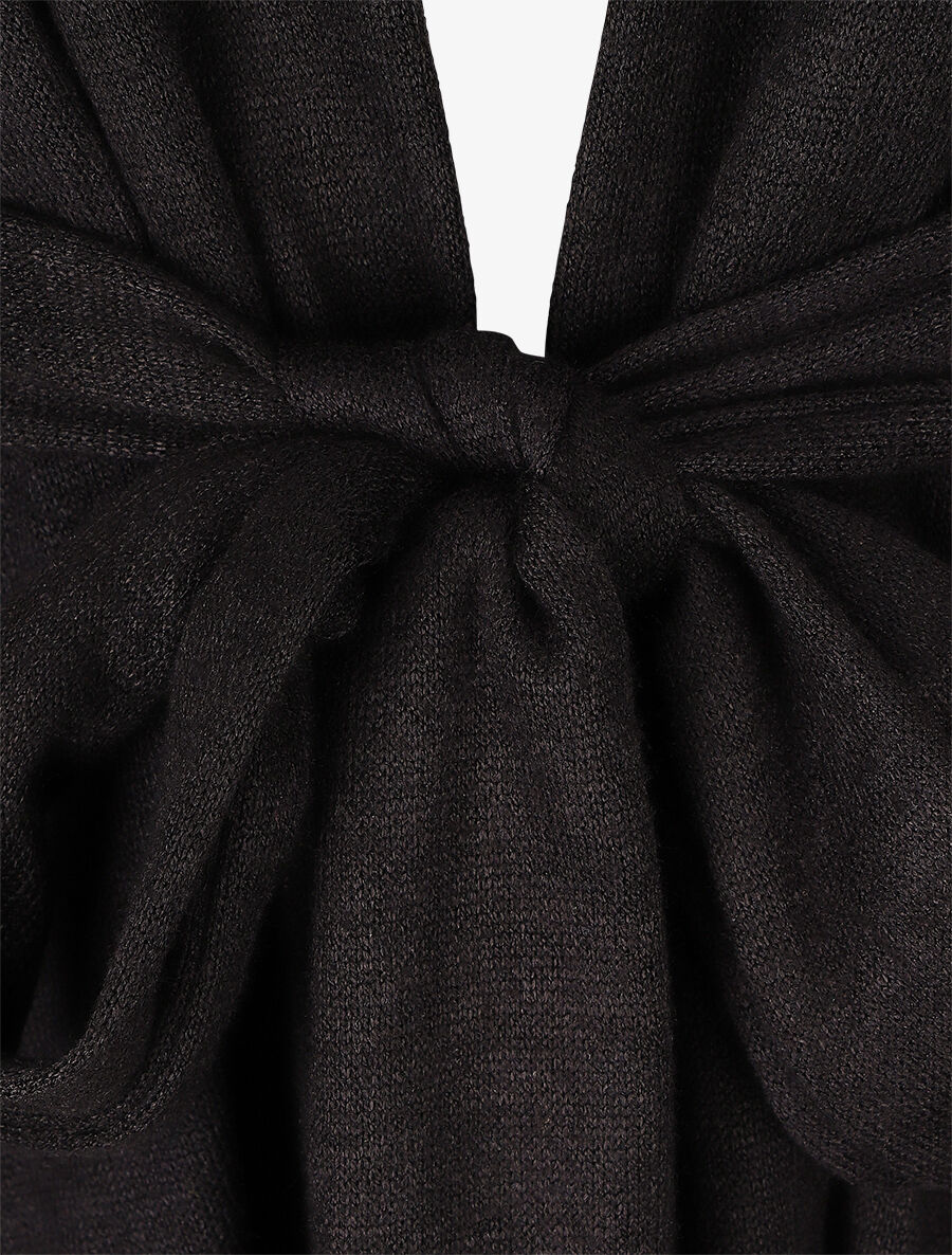 Gilet mi-long uni et ceinturé - Noir - Image 3