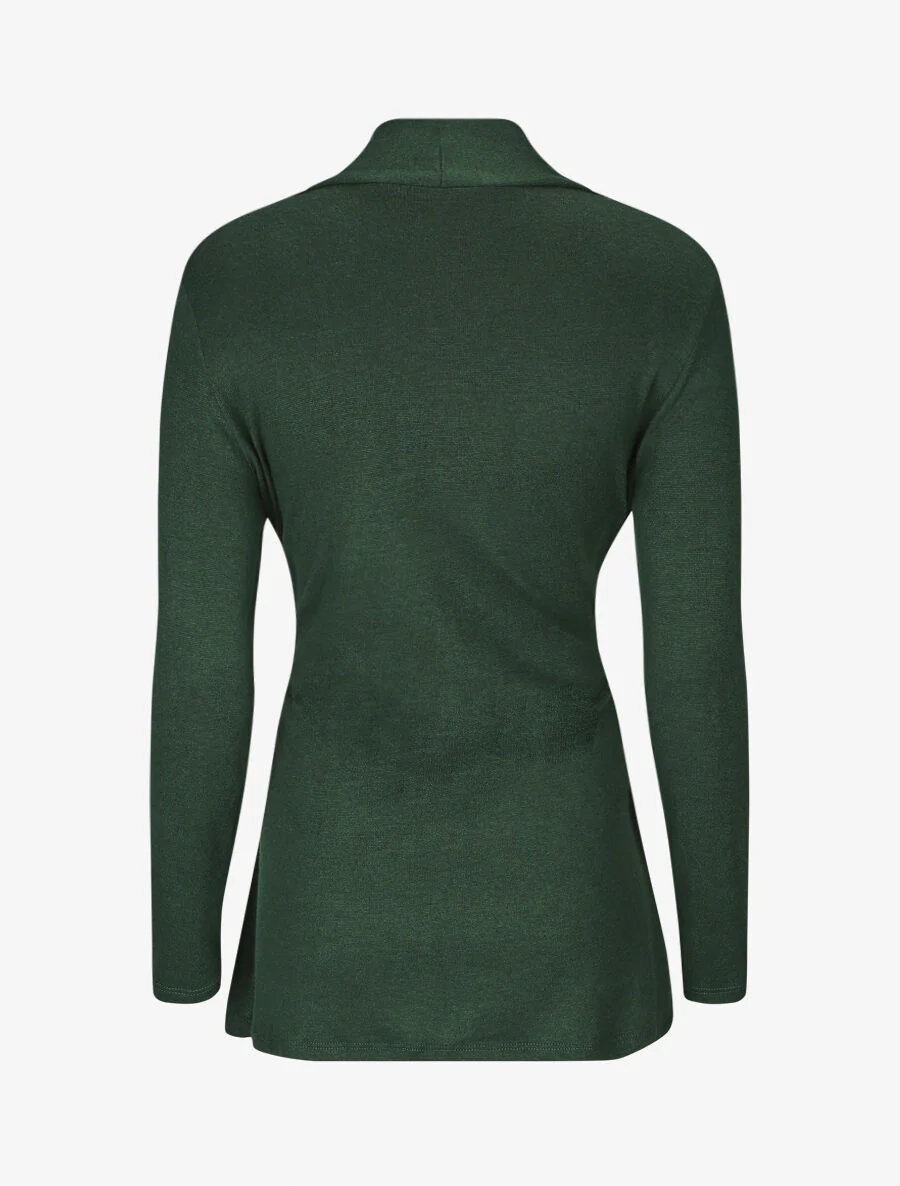 Gilet mi-long uni et ceinturé - Vert - Image 2