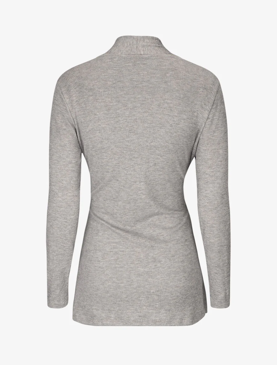 Gilet mi-long uni et ceinturé - Gris - Image 2