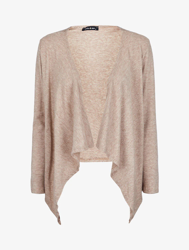 Gilet ouvert à col châle - Beige - Image 2