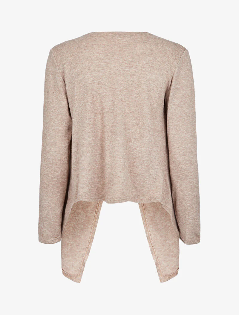 Gilet ouvert à col châle - Beige - Image 3