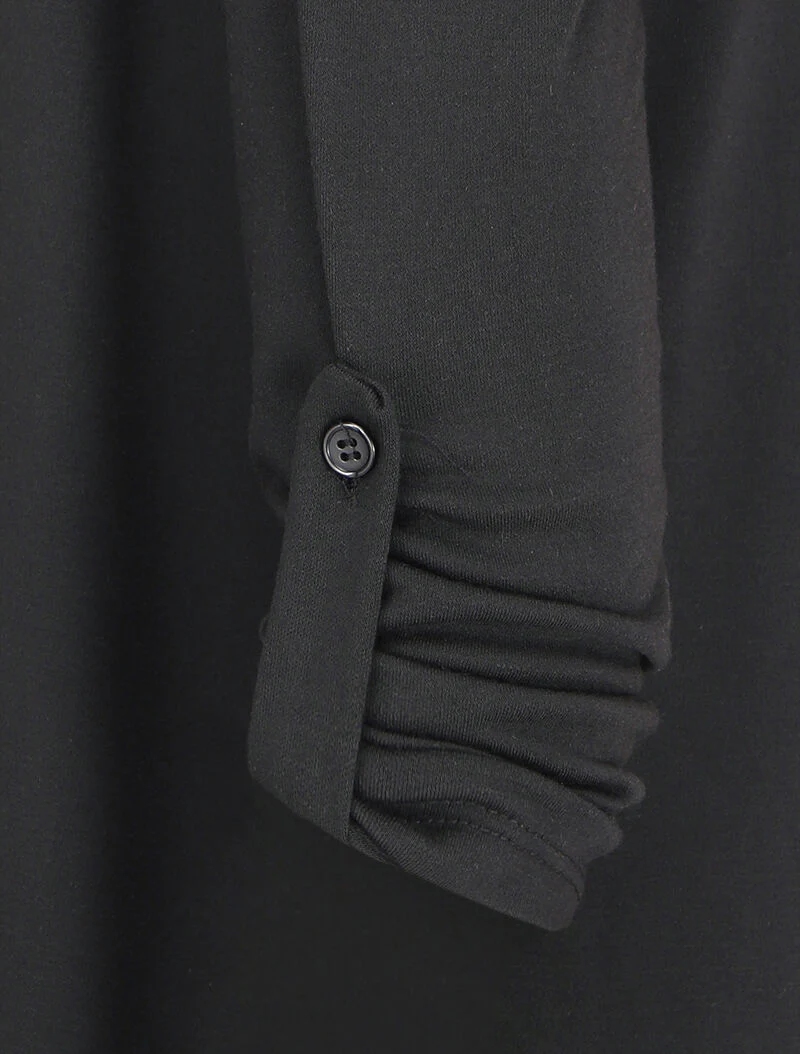 Gilet ouvert à encolure droite et manches 3/4 rabattables - Noir - Image 3