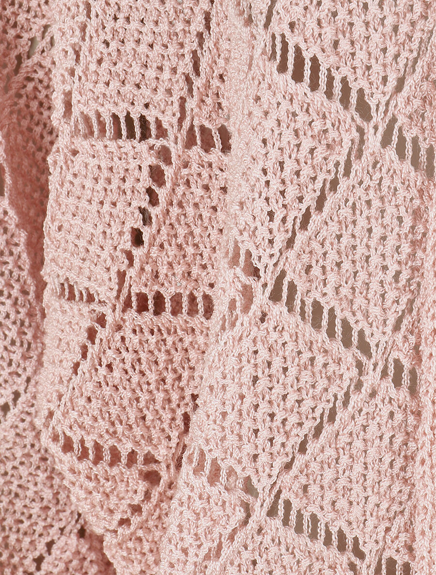 Gilet ouvert à maille ajourée - Rose - Image 3