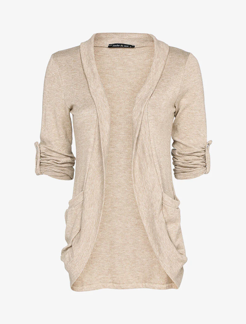 Gilet ouvert à manches rabattables - Taupe - Image 2
