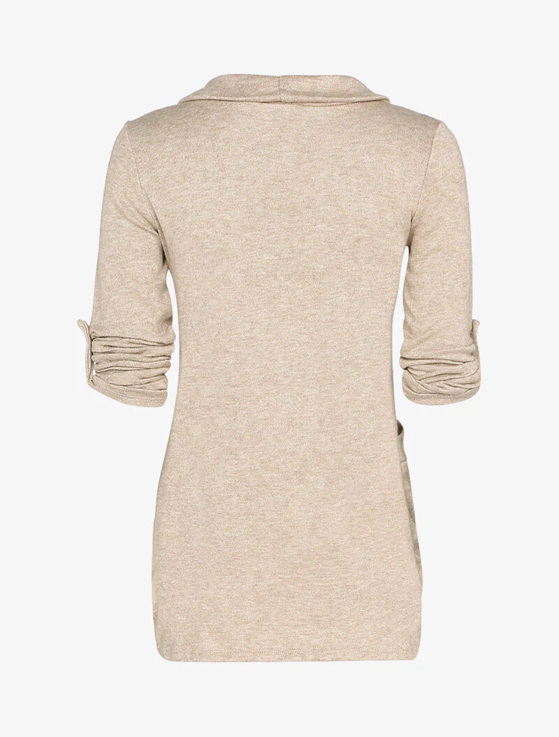 Gilet ouvert à manches rabattables - Taupe - Image 3