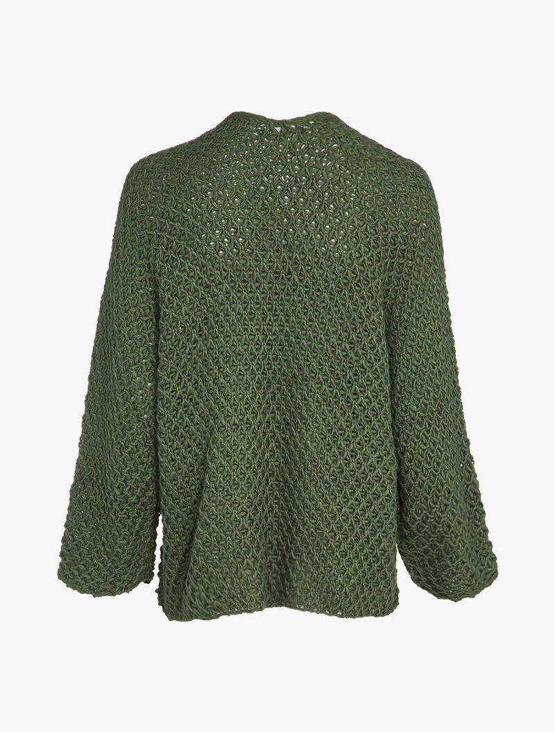 Gilet ouvert à manches raglan et poches plaquées - Kaki - Image 2