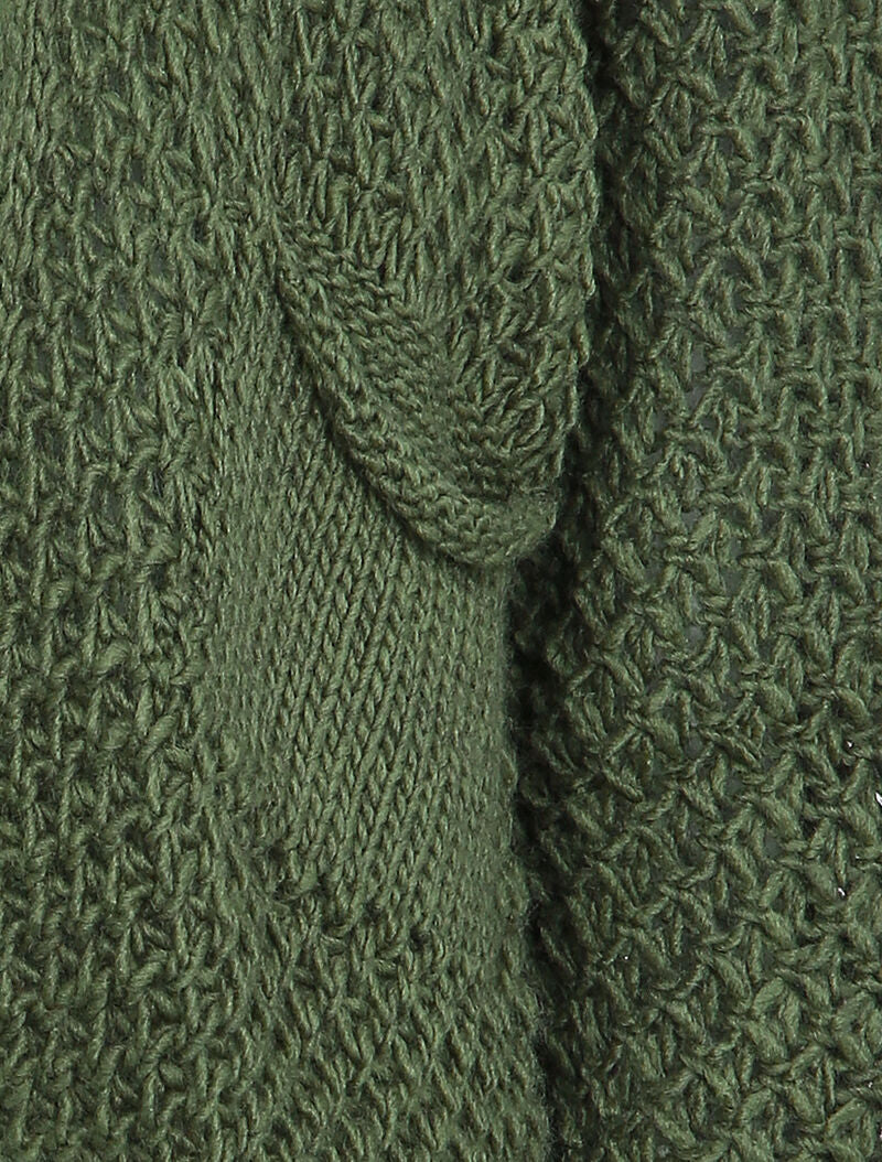 Gilet ouvert à manches raglan et poches plaquées - Kaki - Image 3