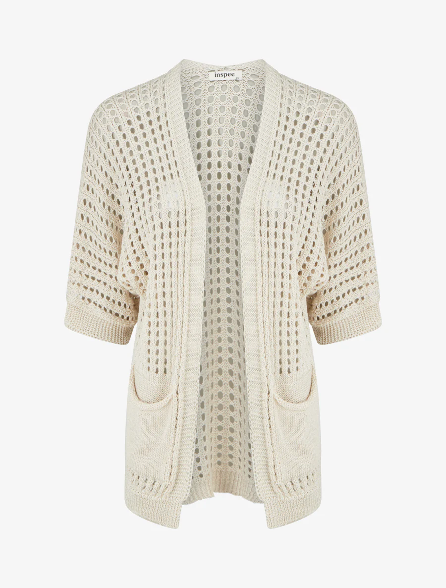 Gilet ouvert ajouré - Beige