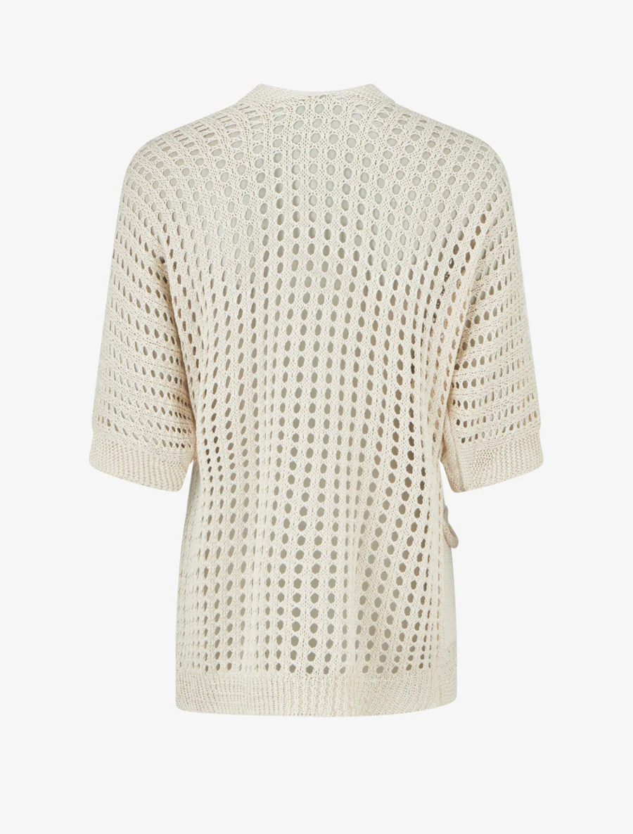 Gilet ouvert ajouré - Beige - Image 2