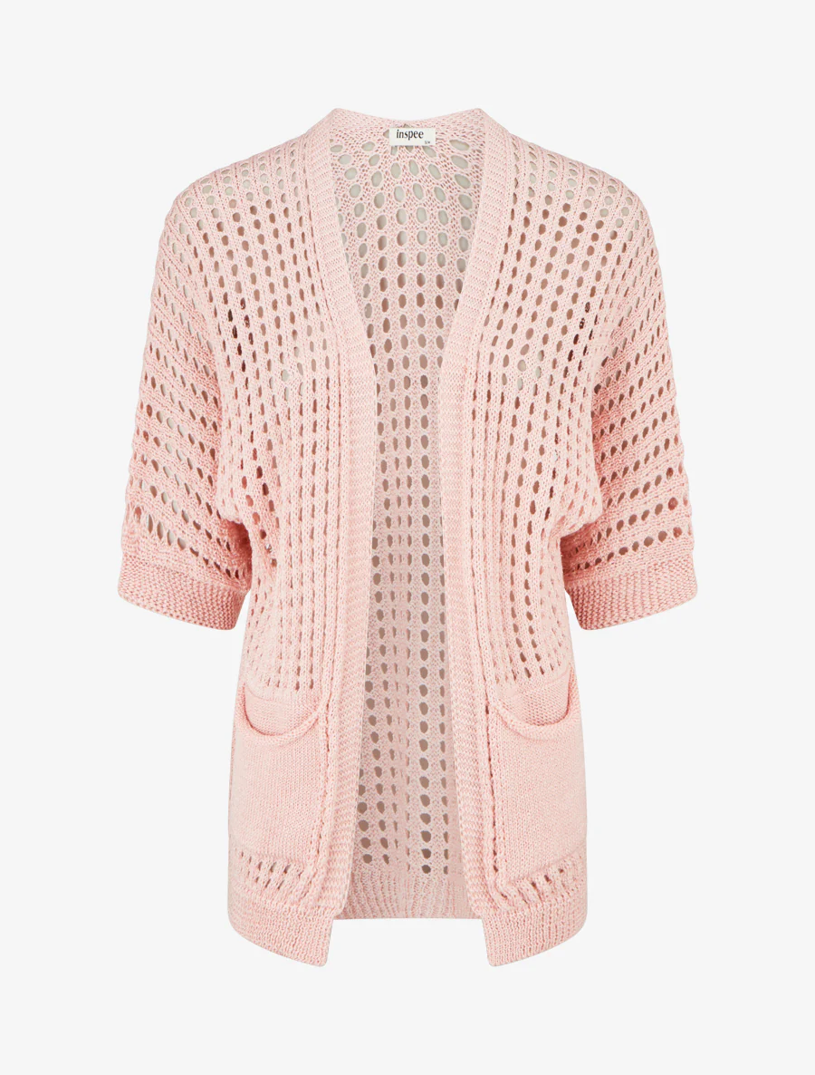 Gilet ouvert ajouré - Rose