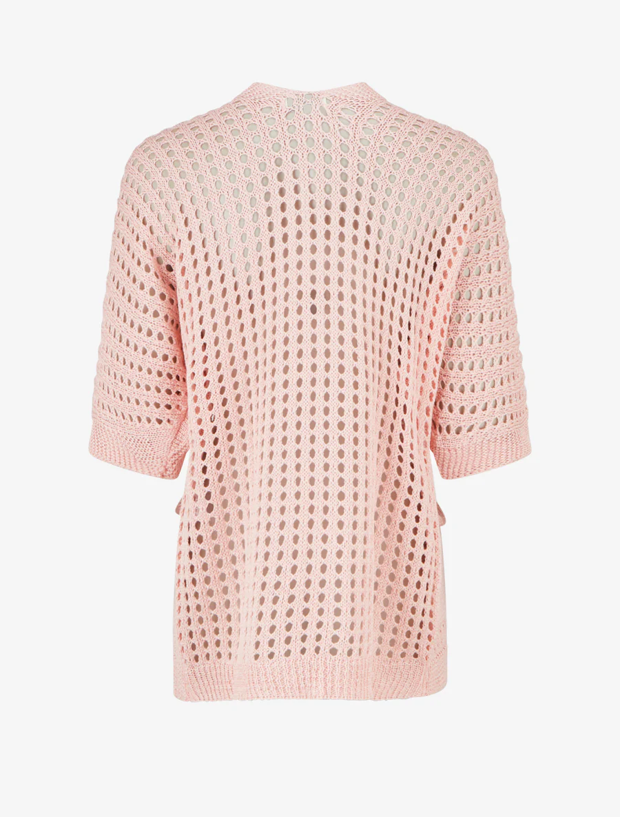 Gilet ouvert ajouré - Rose - Image 2