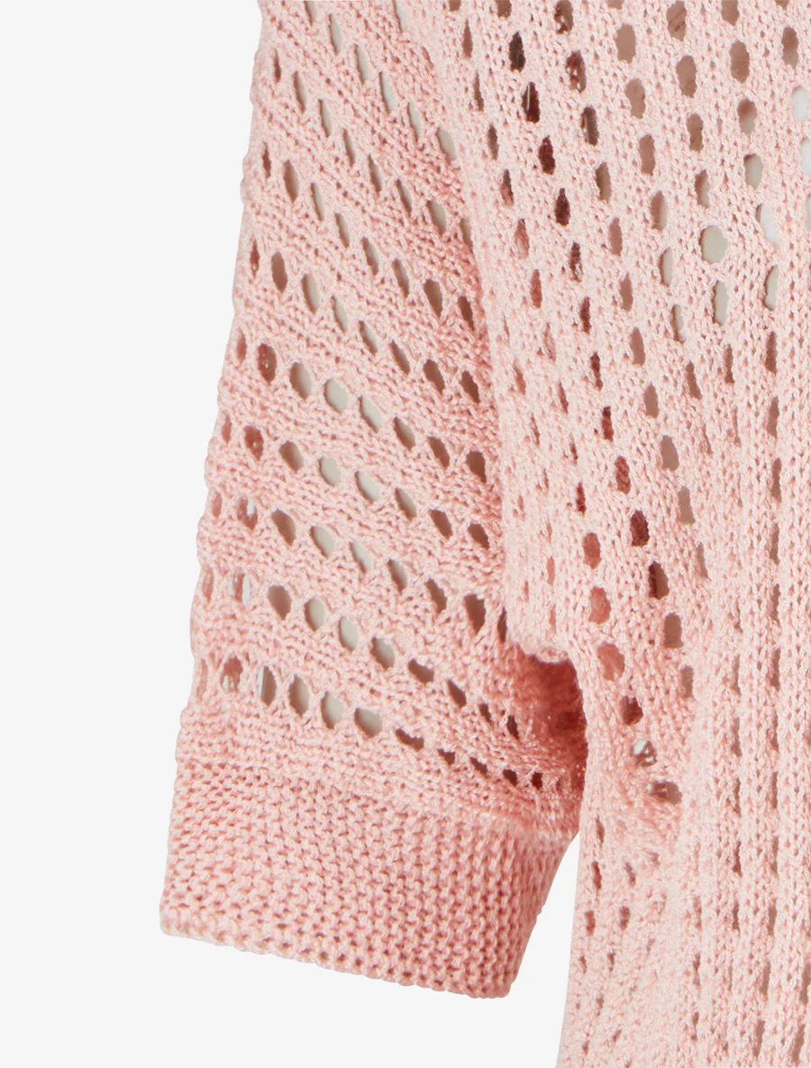 Gilet ouvert ajouré - Rose - Image 3