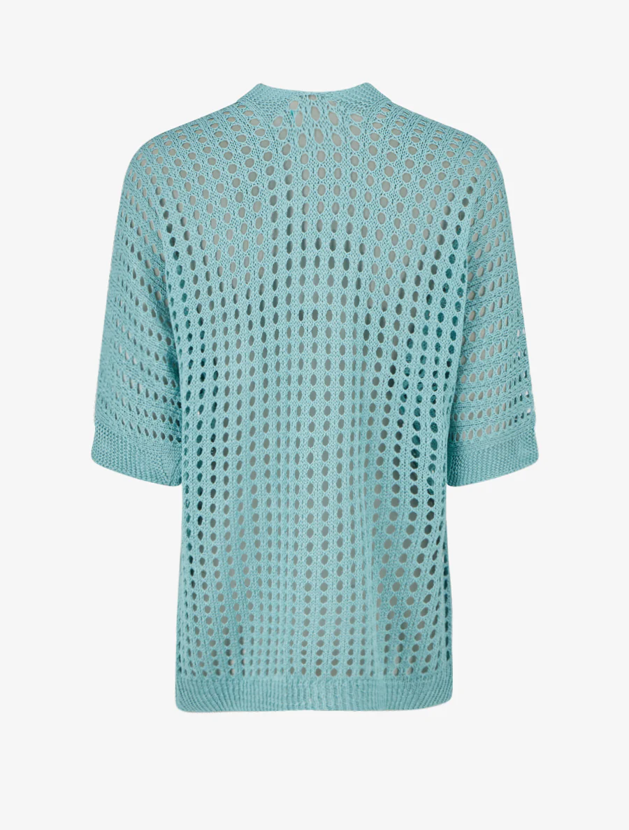 Gilet ouvert ajouré - Turquoise - Image 2