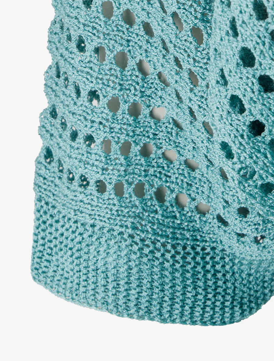 Gilet ouvert ajouré - Turquoise - Image 3