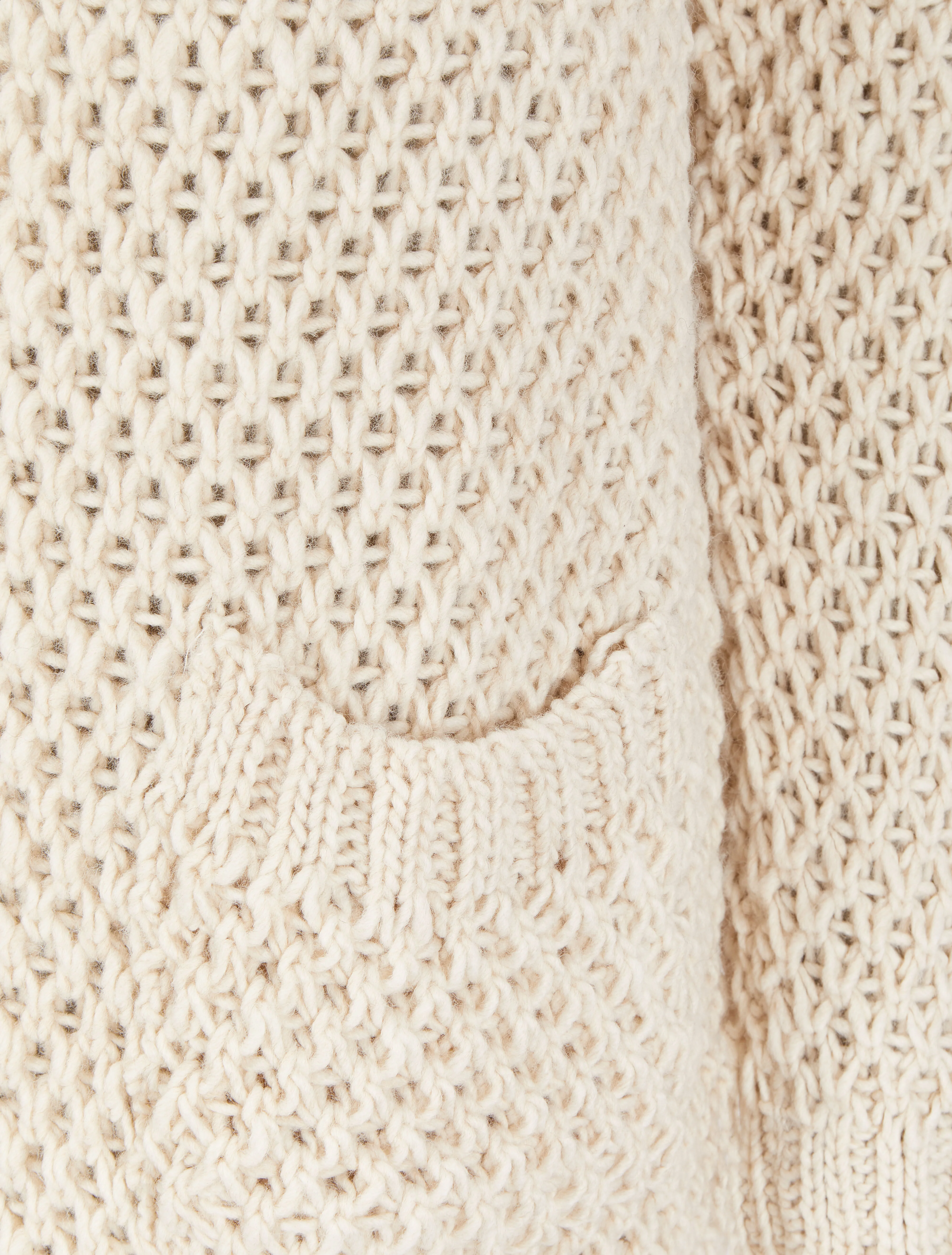 Gilet ouvert en maille crochet - Beige - Image 3