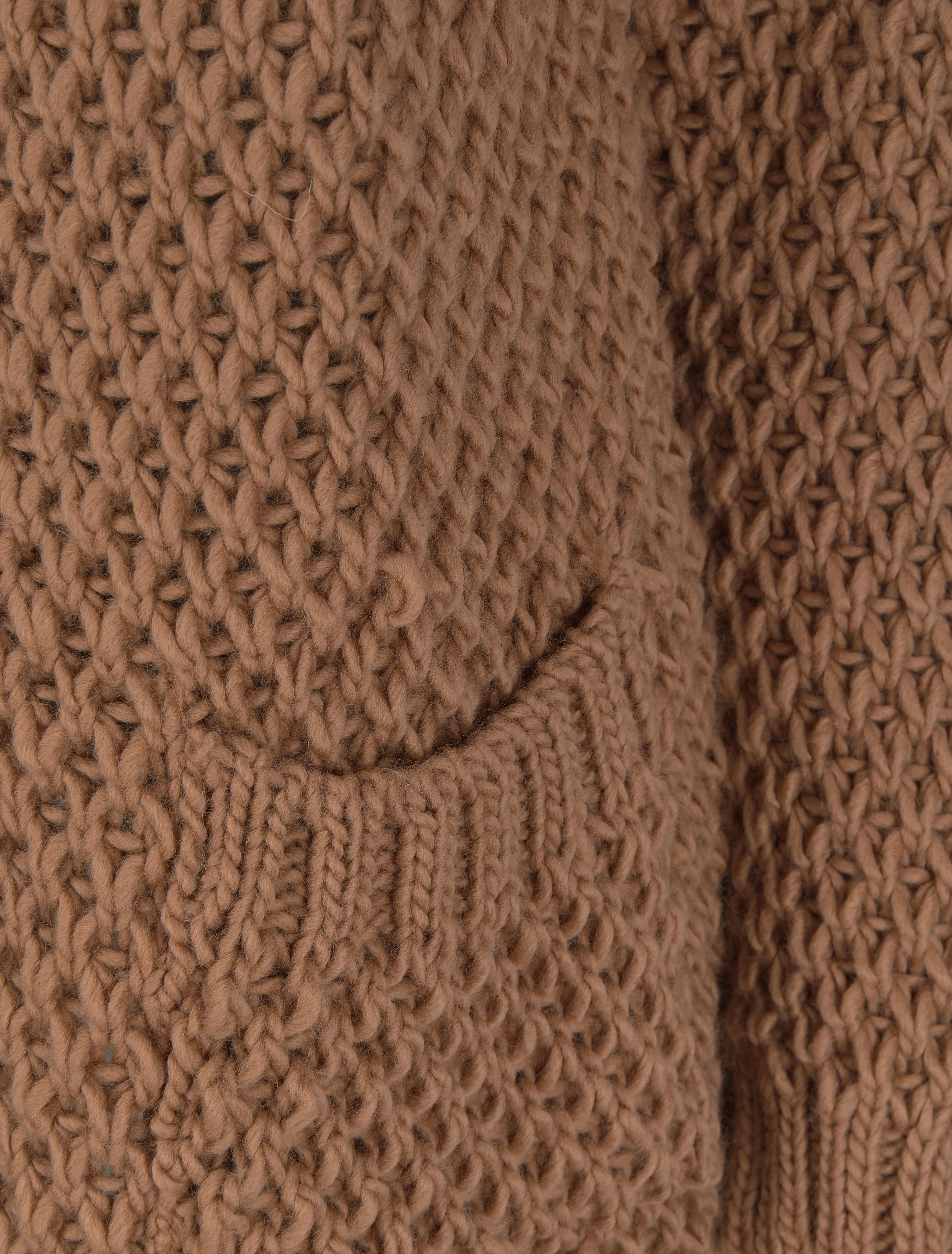 Gilet ouvert en maille crochet - Camel - Image 3