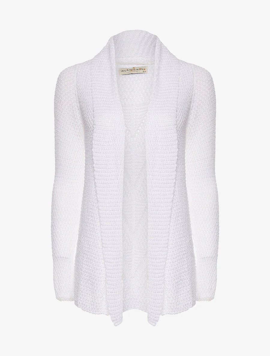 Gilet ouvert maille fine - blanc