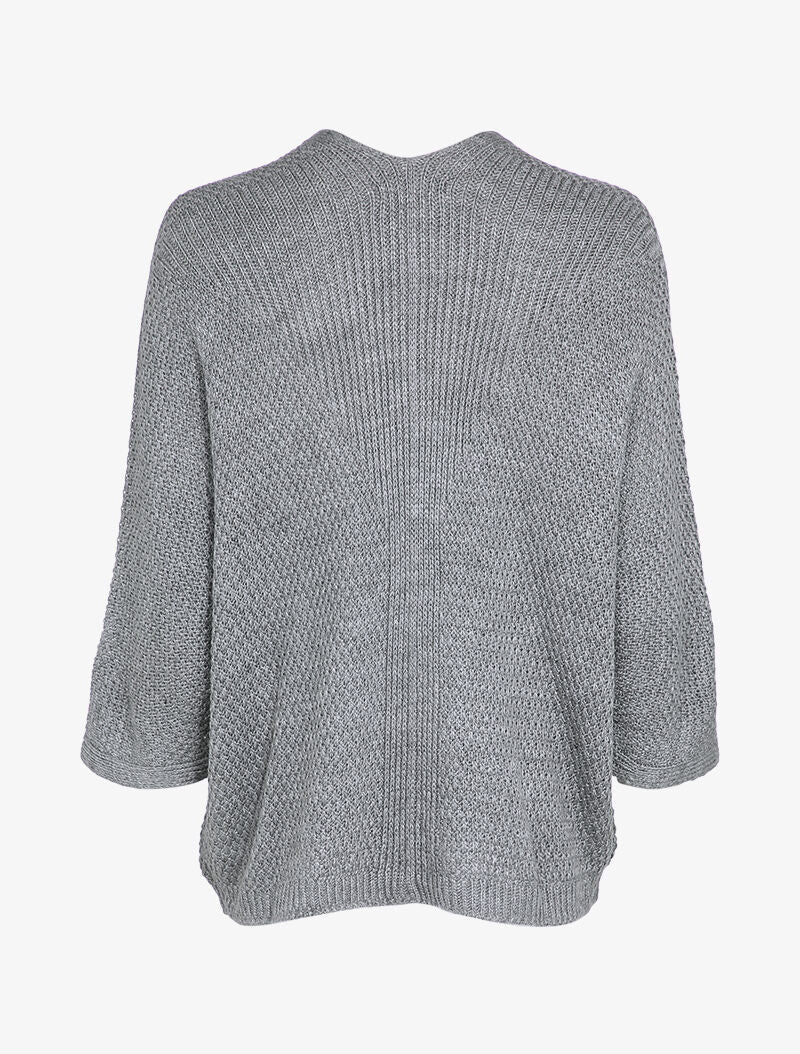 Gilet ouvert oversize à manches dolman - Gris - Image 2